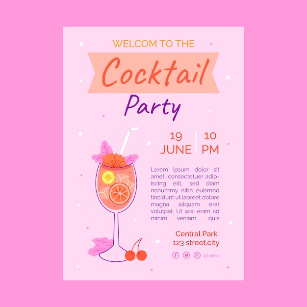 Hand drawn welcome party invitation