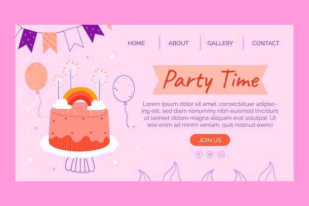 Free vector hand drawn welcome party landing page template