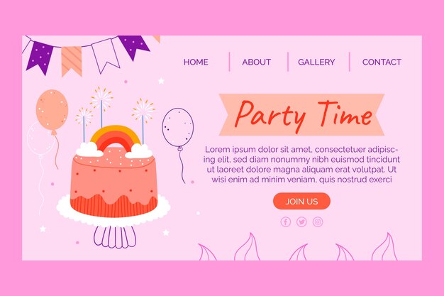 Hand drawn welcome party landing page template