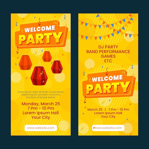 Free vector hand drawn welcome party vertical banner