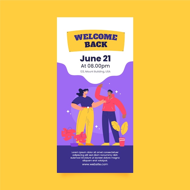 Hand Drawn Welcome Party Vertical Banner – Free Vector Download