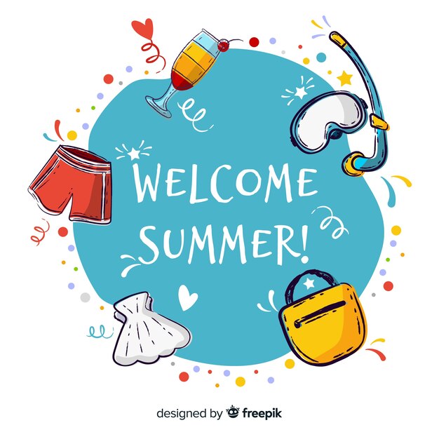 Hand drawn welcome summer background