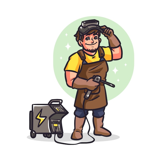 Free vector hand drawn welder cartoon illustration