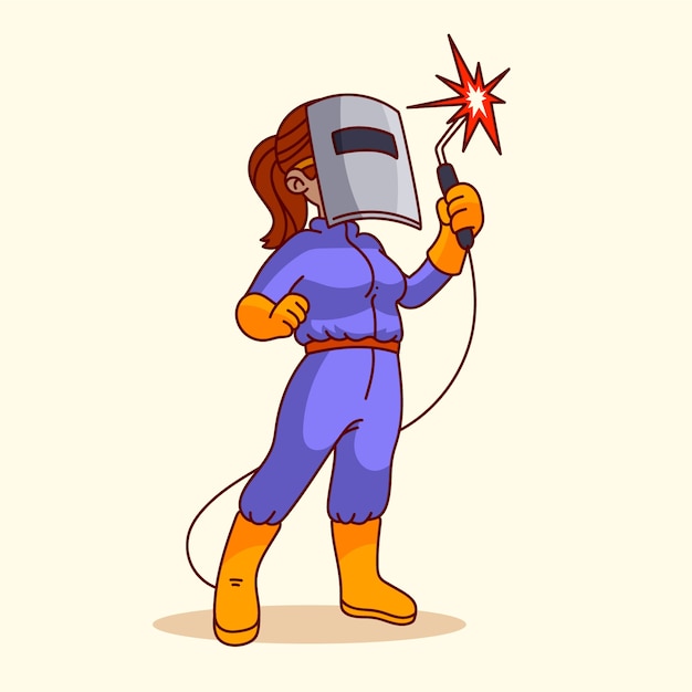 Free vector hand drawn welder cartoon illustration