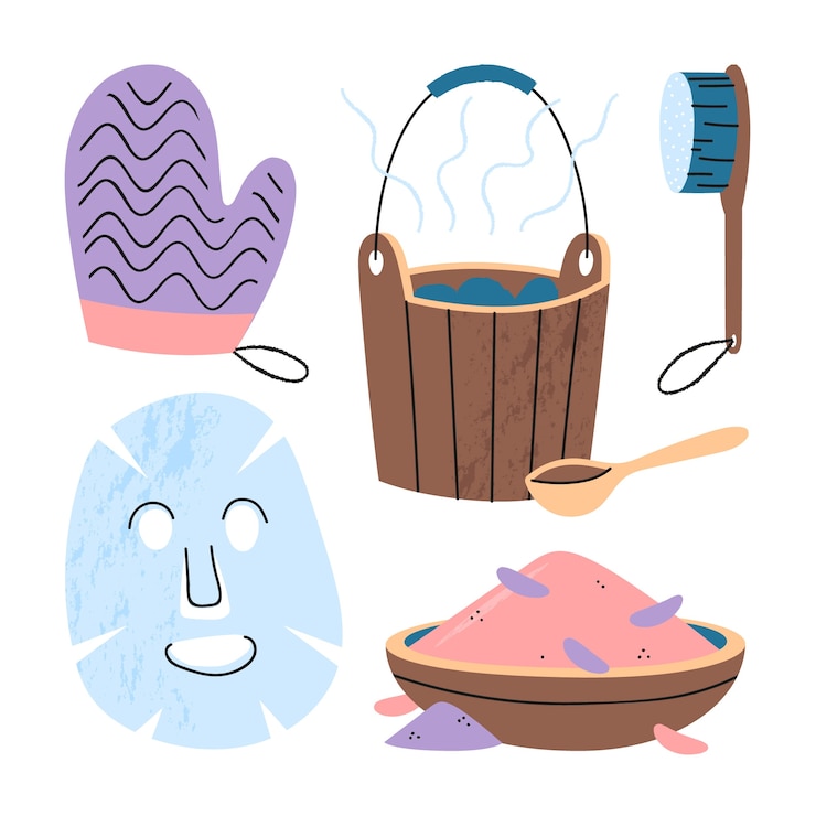 Free Vector hand drawn wellness and spa stickers