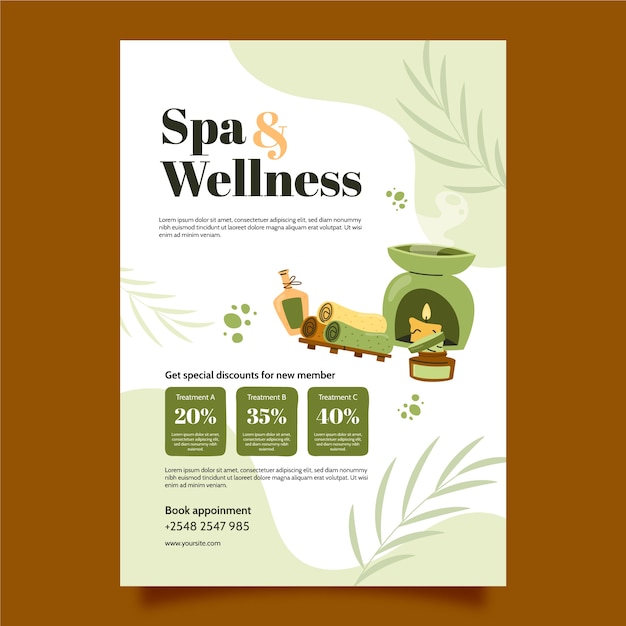 Free vector hand drawn wellness and spa template design