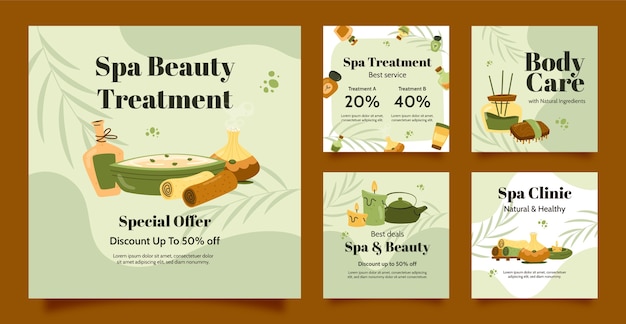 Free vector hand drawn wellness and spa template design