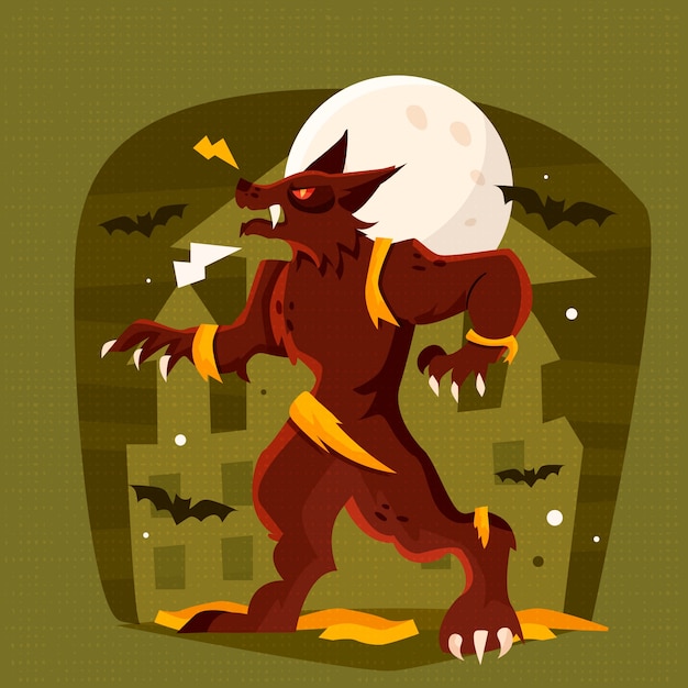 Free vector hand drawn werewolf illustration