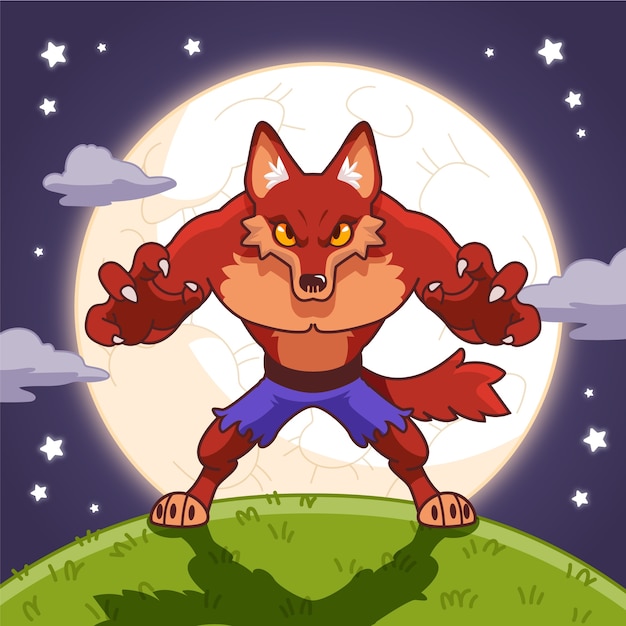 Free vector hand drawn werewolf illustration