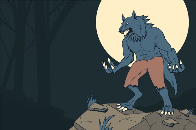 hand drawn werewolf illustration