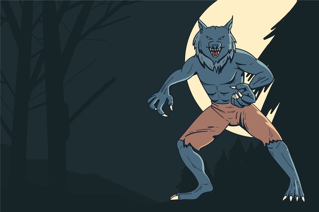 Hand drawn werewolf illustration