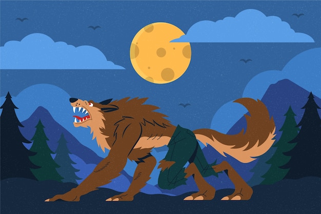Free vector hand drawn werewolf illustration