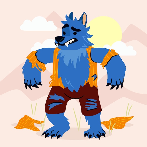 Free vector hand drawn werewolf illustration