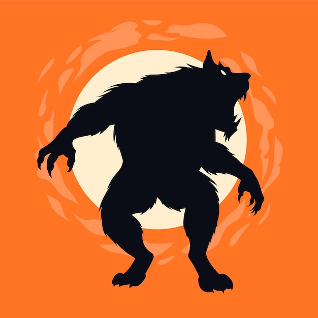 Hand drawn werewolf silhouette illustration for free download