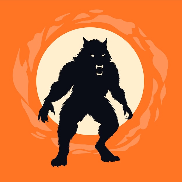 Free vector hand drawn werewolf silhouette illustration