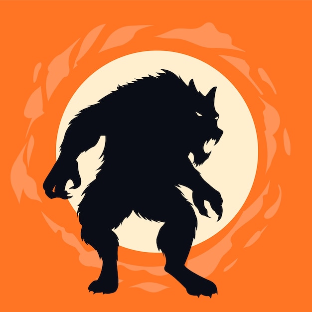 Free vector hand drawn werewolf silhouette illustration