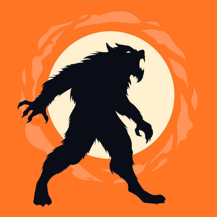 Free Vector hand drawn werewolf silhouette illustration