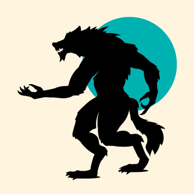 Hand drawn werewolf silhouette