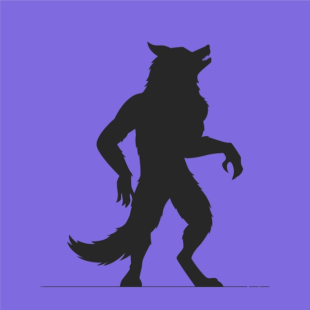 Free vector hand drawn werewolf  silhouette