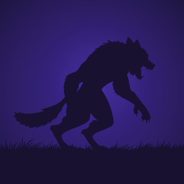 Hand drawn werewolf  silhouette