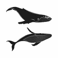 無料ベクター 手描きのクジラのシルエット