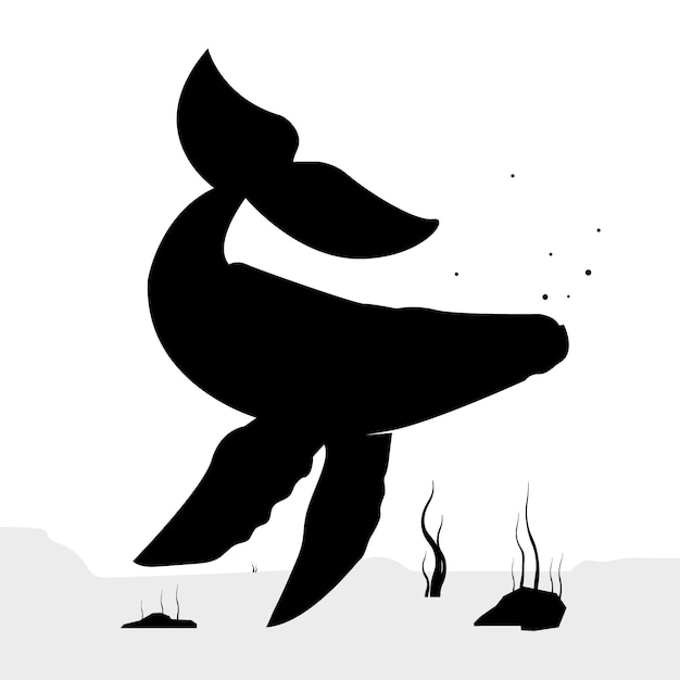 Hand drawn whale silhouette