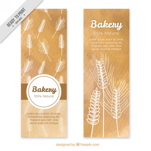 Free Vector hand drawn wheat banners