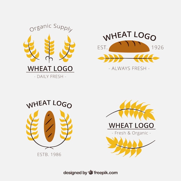 Hand drawn wheat logo collection