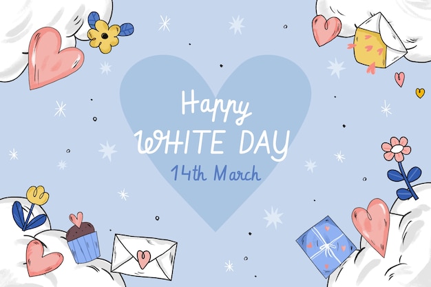 Hand drawn white day celebration background