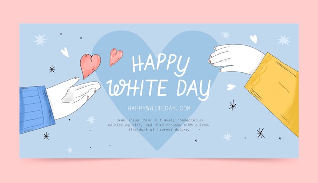 Hand drawn white day celebration horizontal banner template