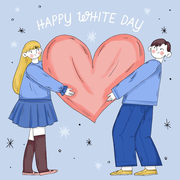 Hand drawn white day celebration illustration