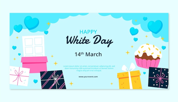 Hand drawn white day horizontal sale banner template