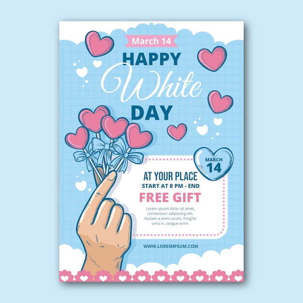 Hand drawn white day vertical flyer template