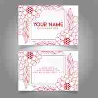 Free vector hand drawn white & pink visiting card