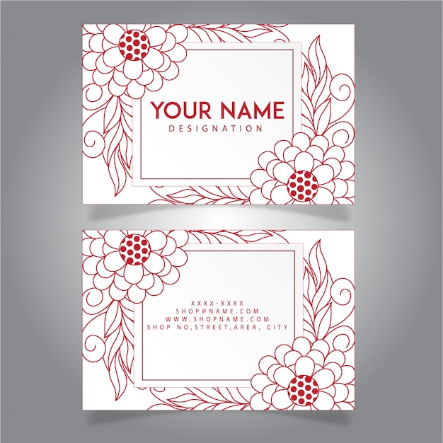  Hand Drawn white & pink Visiting Card