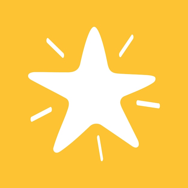 Free Vector hand drawn white star on yellow background