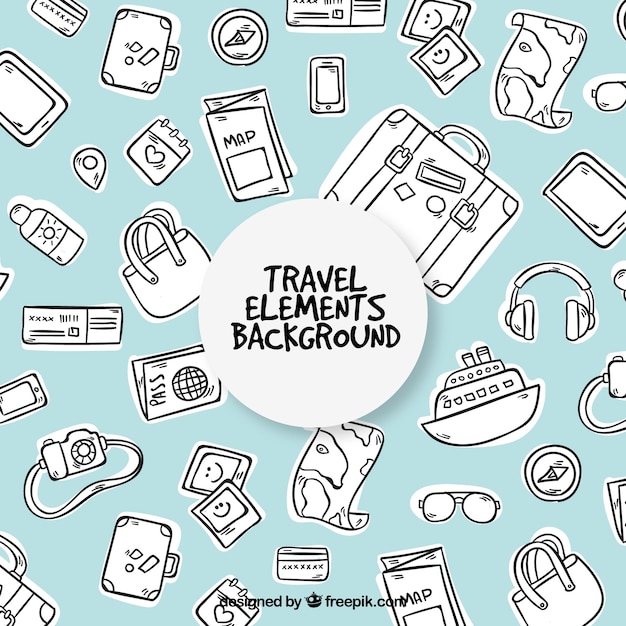 Free vector hand drawn white travel elements background