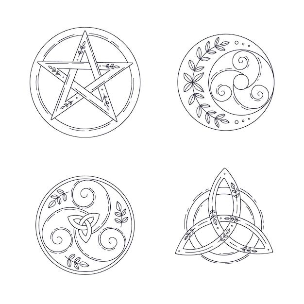 Free vector hand drawn wiccan icons