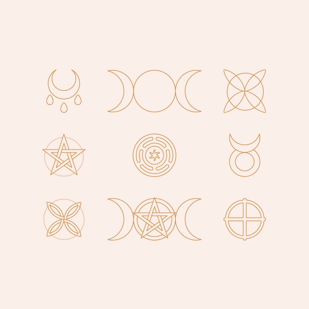Free vector hand drawn wiccan icons