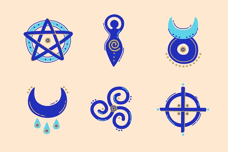 Free Vector hand drawn wiccan icons