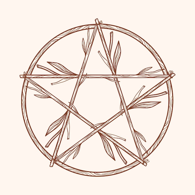 Бесплатное векторное изображение Ручной обращается викканский символ