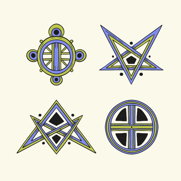 Free vector hand drawn wiccan symbols