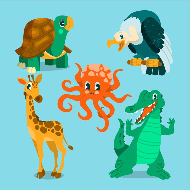 hand drawn wild animals collection
