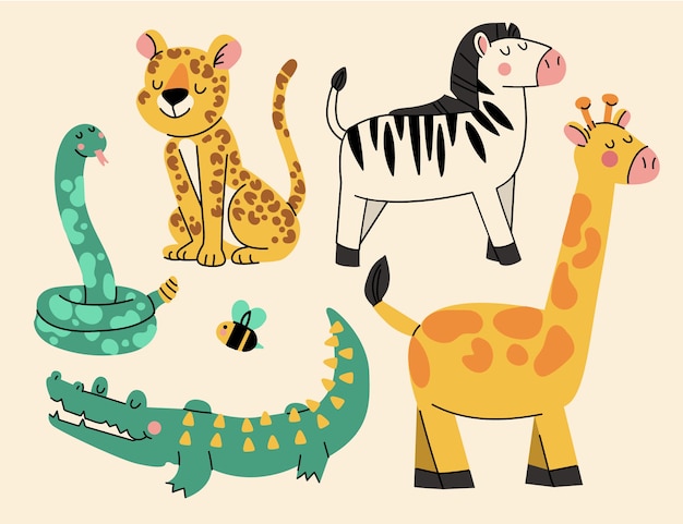 Free vector hand drawn wild animals collection