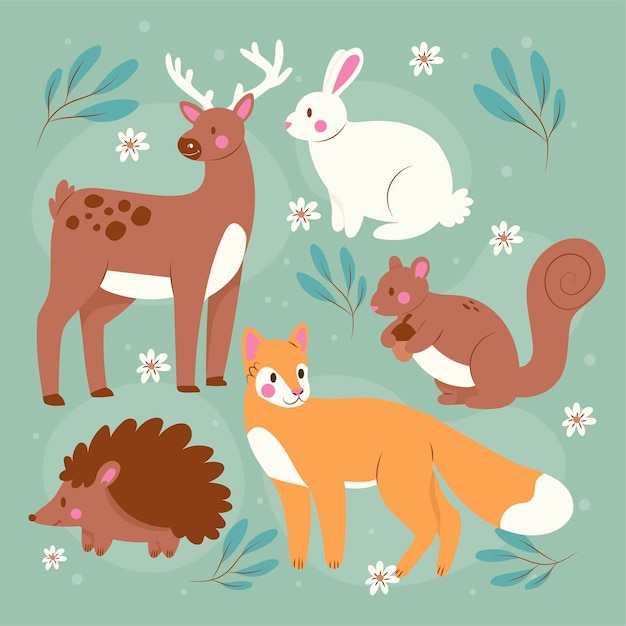 Free vector hand drawn wild animals collection