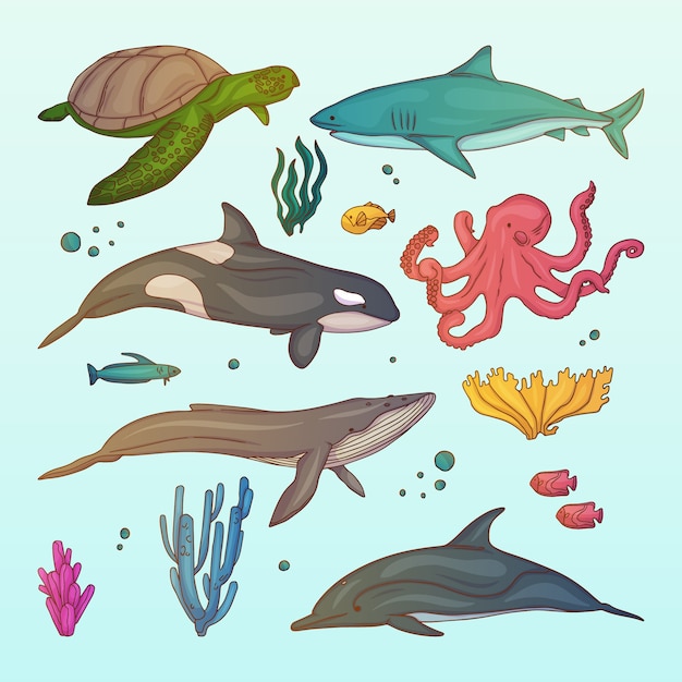 Free vector hand drawn wild animals collection