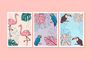 Vettore gratuito collezione di copertine di animali selvatici disegnati a mano