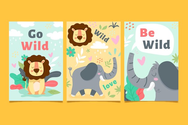 Hand drawn wild animals covers collection