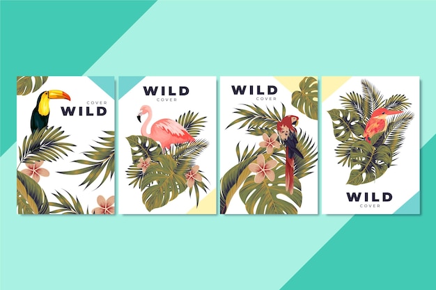 Free vector hand drawn wild animals covers