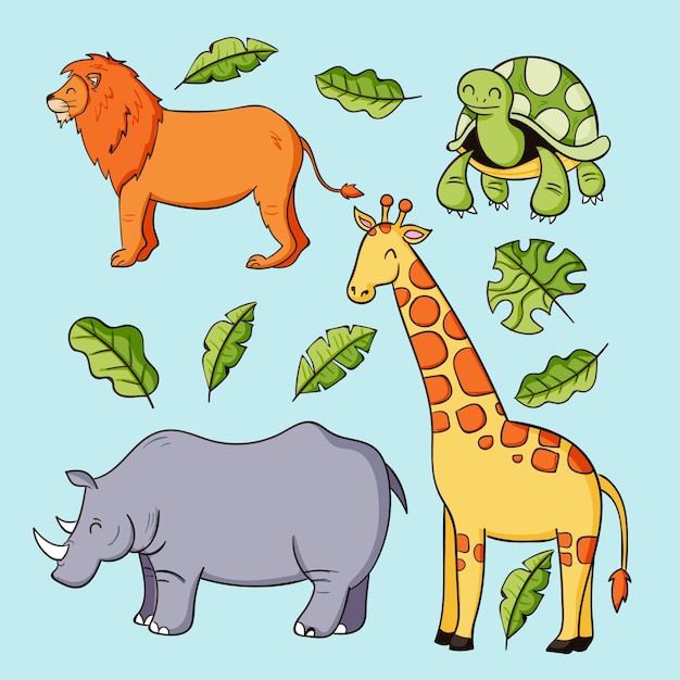 Free vector hand drawn wild animals illustration